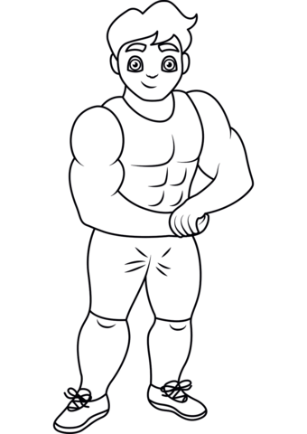 Cartoon Bodybuilder Coloring Page